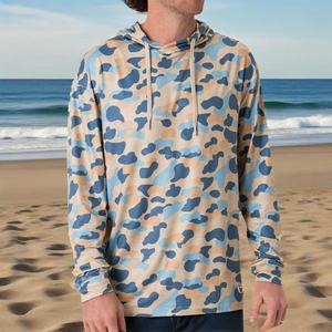 New UPF50+ Polyester Sunscreen UV Long Sleeve Performance Camo Fishing Wear Quick Dry Fishing Shirt Lightweight Fishing Hoodie