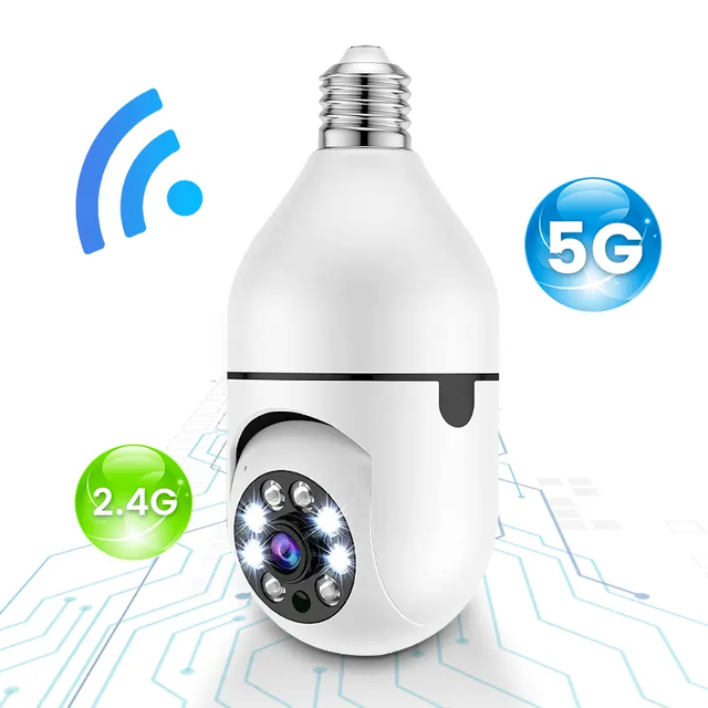 2.4G 5GHZ 360 Panoramic Wifi 1080P HD Camera Night Vision Mini Surveillance Wireless Camera Light Bulb PTZ Home Security Camera