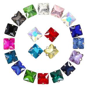 Strass carrés à griffes, 16 facettes, qualité diamant A, pour la création de robes de mariée, chaussures, chapeaux, vêtements et accessoires. - Product Image 1