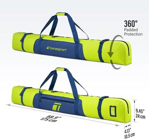 Bolsa de esquí OEM de fábrica, bolsa de esquí de nieve acolchada impermeable y totalmente acolchada para viajes aéreos para transportar esquís voladores - Product Image 1