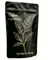 Pochette autoportante en aluminium noir mat avec impression dorée personnalisée, sac de conservation alimentaire refermable à fermeture éclair