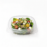 Boîte de salade en plastique PET transparente à charnière, anti-fuite, recyclable, type clamshell, 4oz 8oz 12oz 16oz 24oz