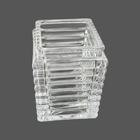 Lampe de jardin avec abat-jour carré en verre transparent rayé, accessoire d'éclairage en verre soufflé à la machine, verre cristallin, indice de protection IP20