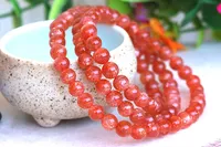 Bracelet en Quartz Orange Arusha Naturel, Quartz Fraise et Pierre du Soleil, 3 tours, perles rondes transparentes de 6 mm, Cristal Super 7, pour Femmes et Hommes, AAAAAA