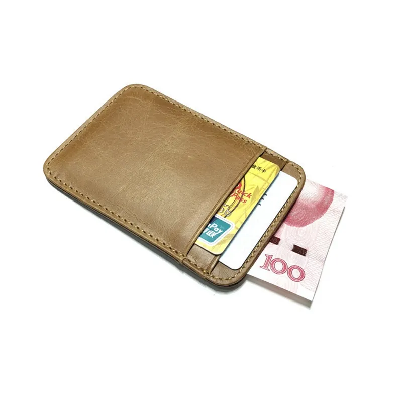 Portafoglio minimalista sottile in vera pelle portafoglio minimalista in pelle con porta carte di credito per uomo donna
