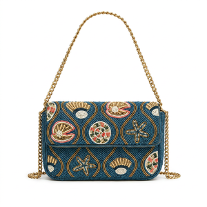 Pochette de luxe artisanale moderne en verre perlé, légère et durable, avec bouton, coquillage, étoile de mer, pour femme, mode, OEM ODM - Product Image 1