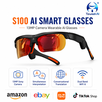 Gafas Inteligentes S100 con IA, Cámara de 13MP, Control Táctil, Asistente de Voz, Grabación de Audio y Video, Detección de Uso