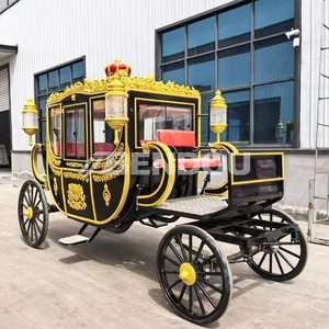 Carruaje Real Personalizado para Bodas, Vehículo Eléctrico de Lujo de 4 Ruedas Dorado para Recorridos Turísticos con Escultura Artística de Caballo - Product Image 6