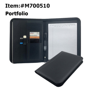 ModernQiu Custom A4 Size PU Leather Business Padfolio High Quality Zippered Interview Leather <strong>Portfolio</strong> Folder - Product Image 6