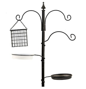 Kit de estación de alimentación de pájaros de hierro con <span class=keywords><strong>soporte</strong></span> automático de tipo enchufe, alimentador de Suet de Metal colgante, baño de pájaros para atraer pájaros salvajes - Product Image 3