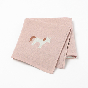 <span class=keywords><strong>Couverture</strong></span> bébé en tricot jacquard Licorne Mimixiong, motif animal <span class=keywords><strong>magique</strong></span> mignon, bord côtelé, pour berceau et poussette - Product Image 1