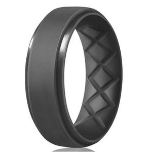 Bague de mariage personnalisée en <span class=keywords><strong>silicone</strong></span> respirant pour homme avec rainure intérieure et bord en gradin Bague de fiançailles élégante - Product Image 6