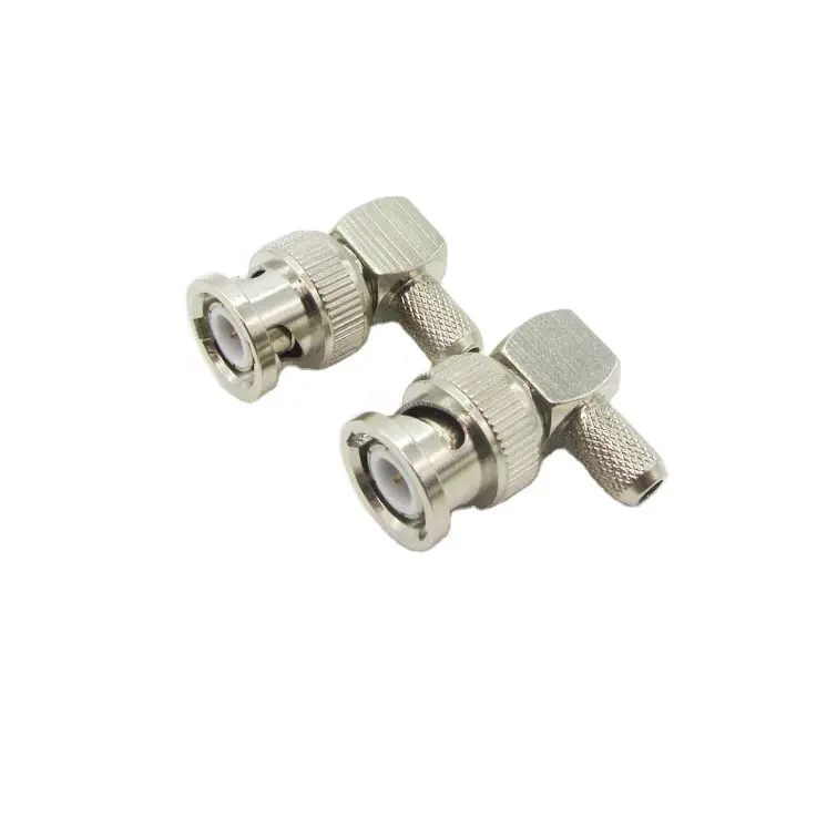 Hoge Prestaties Rf Coaxiale Bnc Male Haakse Crimp Connector Voor RG58 RG59 RG6