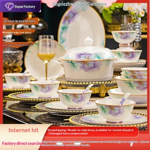 Service de vaisselle en céramique, ensemble de bols et d'assiettes en porcelaine fine pour la maison, vaisselle fournie par l'usine comme articles cadeaux - Product Image 1