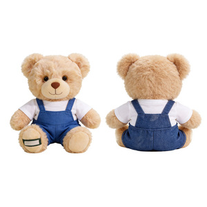 Oso de Peluche Personalizado con Overol de Mezclilla, Peluche de Felpa 100% Poliéster, Tamaños Personalizados - Product Image 1