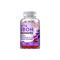 Complément Alimentaire de Fer de Haute Qualité Sans Gluten, Gummies au Fer avec Complexe B et Folate pour le Bien-être Général