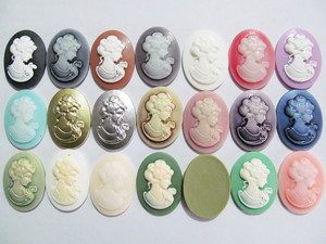 30mm x 40mm 21 màu sắc hình bầu dục flatback nhựa cứu trợ vẻ đẹp đầu Cameo Cabochon quyến rũ, phù hợp với cơ sở thiết lập khay <span class=keywords><strong>bezel</strong></span>, DIY trang sức phụ kiện - Product Image 6