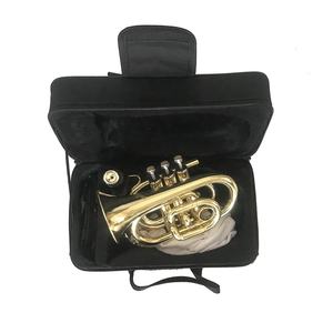 SEASOUND Mini <span class=keywords><strong>trompeta</strong></span> de bolsillo OEM JYPT406 Instrumento de tono BB de latón dorado barato - Product Image 4