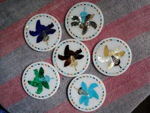 White <b>Marble</b> inlay <b>Coasters</b> for Drinks Hot and Cold Carved <b>Marble</b> <b>Coaster</b> Set with Holder Tea and Coffee Table Cocktail <b>Coaster</b> - Product Image 3