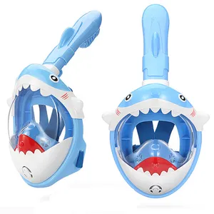 Scuba Diving Equqipment Full Face Snorkel Mask for Kids Safe Anti-Lea Anti-Fog, Foldable Dry Top Snorkeling Gear For Child