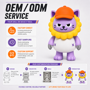 Figura de acción personalizada de gato león morado con gorra naranja, linda muñeca de vinilo de animal de anime para decoración - Product Image 4