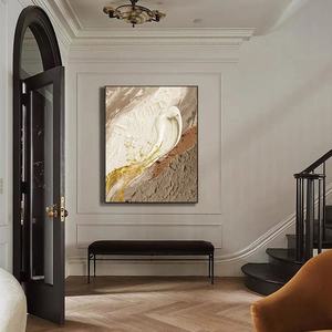 Toile abstraite texturée Wabi Sabi à rayures dorées faite à la main, art mural contemporain pour la maison et la galerie - Product Image 5