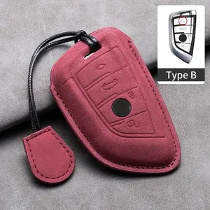 Funda para llave de coche para <span class=keywords><strong>BMW</strong></span> 1 2 3 4 5 6 <span class=keywords><strong>7</strong></span> Series X1 X3 X4 X5 X6 F36 F25 F26 F30 F34 F10 F07 F20 Z10 G30 F15 F16 llavero de cuero - Product Image 6