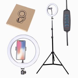 Aro de Luz LED de 10 Pulgadas con Alimentación USB, Plegable, con Soporte para Teléfono y Trípode, para Transmisión en Vivo y Maquillaje - Product Image 1