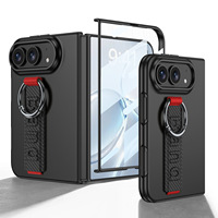Étui de téléphone magnétique pliable avec support anneau pour Apple 18 Duo, sangle de poignet extensible, coque de protection d'écran pliable pour iPhone Duo