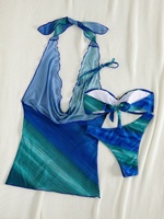 Ensemble de bikini 3 pièces en maille de haute qualité, nouveau style, col halter, maillots de bain pour femmes, vêtements de plage