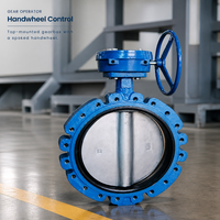 Vanne papillon à joint époxy bleu avec volant à rayons pour applications hydrauliques et haute température DN50-DN600
