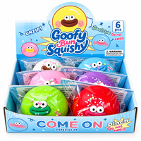 Lot de 6 jouets Squishy Goofy Bun à remontée lente, emballés individuellement, colorés, nouveauté, jouets à presser, boîte de présentation
