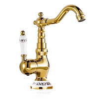 Homlex Robinet de lavabo de cuisine monotrou en laiton antique de haute qualité à poignée unique moderne classique brossé poli
