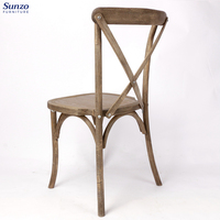 Chaise empilable en bois à dossier croisé pour mariage, événement, salle à manger, fête rustique, restaurant, banquet, Silla De Boda