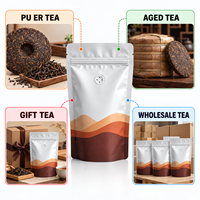Sachet de thé Pu'er en papier kraft sans fenêtre, scellé sur huit côtés, pour la vente au détail et en gros
