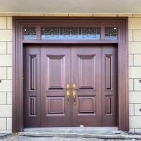 Gerbang Utama Eksterior Modern Mewah Warna Kustom Bahan Paduan Aluminium Permukaan Finishing Pembukaan Manual Desain Dua Pintu Suara