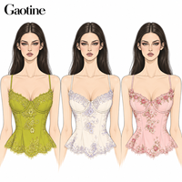 Hauts Corsets Bustiers Sans Manches à Bretelles et Dentelle pour Femmes, Style Coquette, Personnalisés OEM ODM, pour Soirées et Clubs d'Été, Vente en Gros