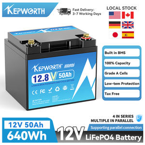 海外股票Kepworth 12V 50AH深循环内置BMS锂离子LiFePO4电池用于太阳能家用系统电池RV船用 - Product Image 2