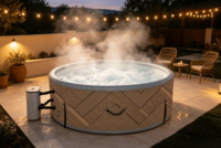 Bain à remous gonflable rond pour 4 à 6 personnes, pour usage extérieur, bain à bulles, spa, piscine gonflable chauffée ronde pour extérieur