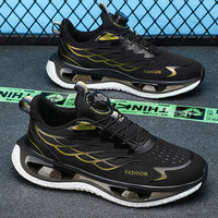 Chaussures de sport pour hommes de bonne qualité, chaussures de sport, bouton pivotant, chaussures de course respirantes, semelles épaisses, baskets amortissantes pour homme