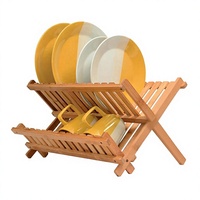 Égouttoir à vaisselle en bambou pliable sur pied pour cuisine, support de rangement peu encombrant