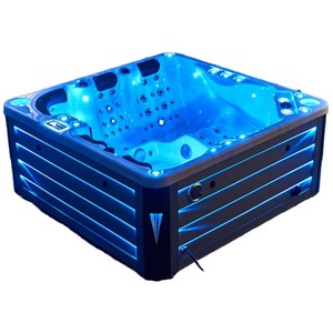 <span class=keywords><strong>Bañera</strong></span> de Hidromasaje Spa Cuadrada de Acrílico con Calefacción de Temperatura Constante, Diseño Moderno y Portátil para Exteriores - Product Image 1