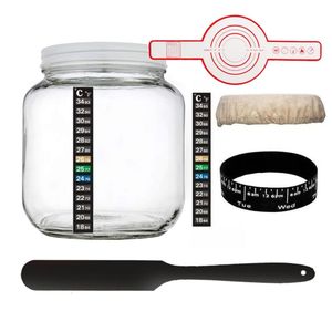 Kit de démarrage de levain en verre avec couvercle en tissu respirant pour la cuisson du pain - Offre Spéciale - Product Image 1