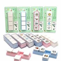 Tampon auto-encreur 6-en-1 motif animaux de dessin animé, mini-scelle portable pour l'évaluation des devoirs des élèves, les journaux et les albums de scrapbooking