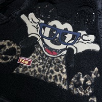 6917/FANMAJIALIE Fournisseur de haute qualité Gilet noir avec imprimé léopard et broderie Mickey Cartoon, haut de mode urbaine quotidienne