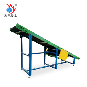 Convoyeur à bande inclinée bicolore |   Convoyeur à bande à crampons vert avec cadre bleu <span class=keywords><strong>pour</strong></span> le transport vertical de matériaux - Product Image 3