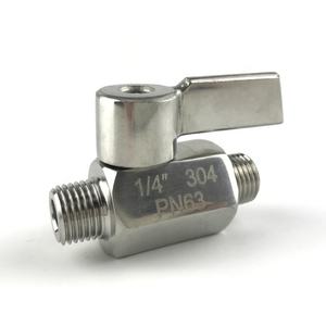 ミニボールバルブステンレス鋼304手動操作可能OEM 1/8 "~ 1/2" BSP/NPTオスねじPN63圧力 - Product Image 1