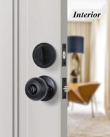 Serrure de porte à cylindre en alliage de zinc noir mat, design moderne, installation facile, résistance au sciage