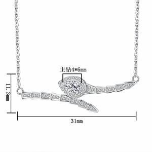قلادة فضية عيار 925 على شكل ثعبان للنساء، مرصعة بالموسانيت، مجوهرات خالية من مسببات الحساسية - Product Image 6