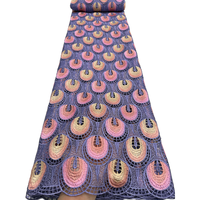 Dentelle Guipure Africaine NI.AI, Tissu Voile Soluble dans l'Eau Nigérian, Dentelle Florale à Cordons pour Mariage et Fêtes